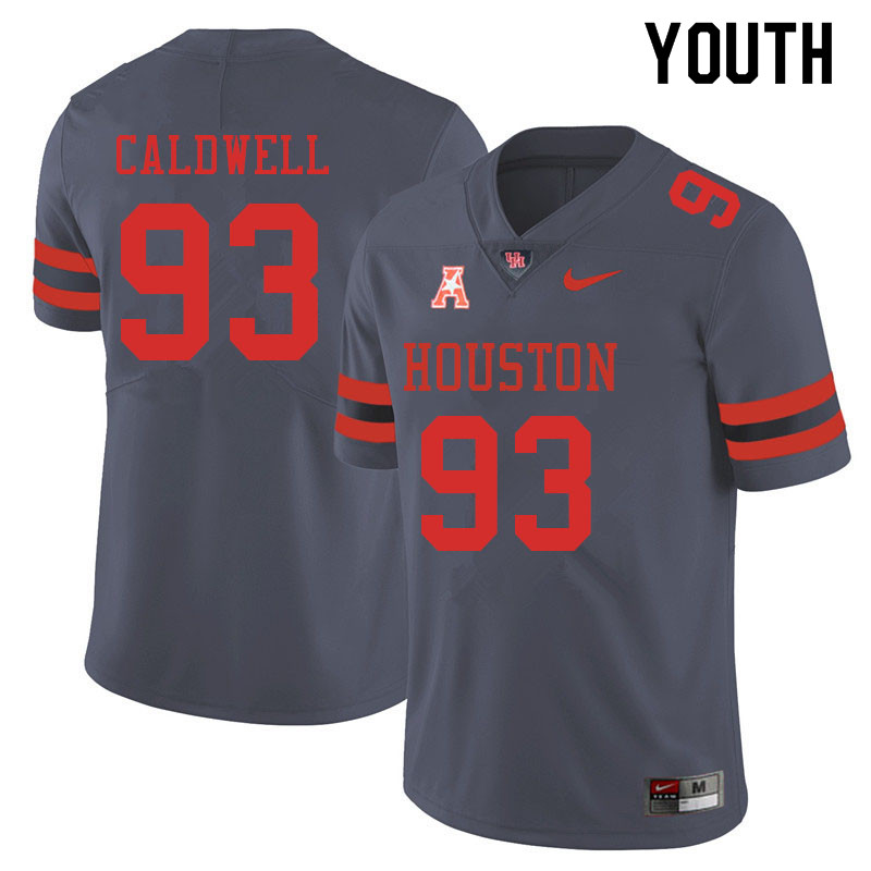 Youth #93 Jamaree Caldwell Houston Cougars College Football Jerseys Sale-Gray